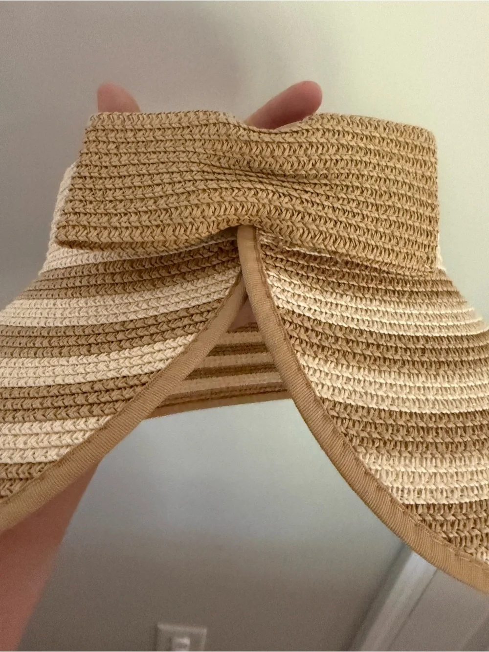 Magid Striped Straw Visor Hat - Beige and Tan